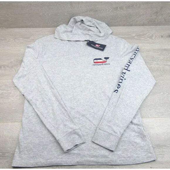 Vineyard Vines Graphic USA Hoodie Men's Size Medium Grey Heather Long Sleeve NEW - Picture 2 of 13